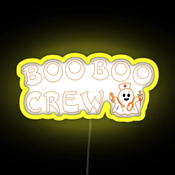 Ghost Boo Crew Boo Halloween Costume Nursing RGB Neon Sign