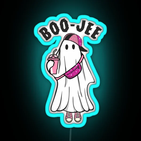 Ghost Boo Jee Halloween Costume For Pink Colour Lover RGB Neon Sign