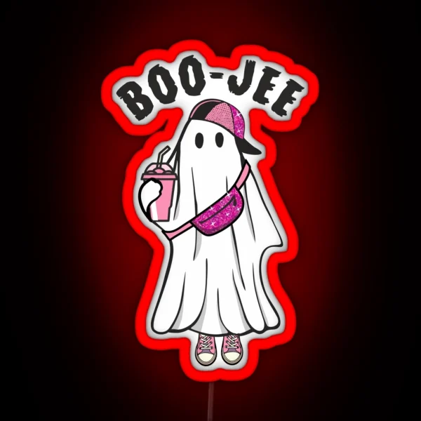 Ghost Boo Jee Halloween Costume For Pink Colour Lover RGB Neon Sign