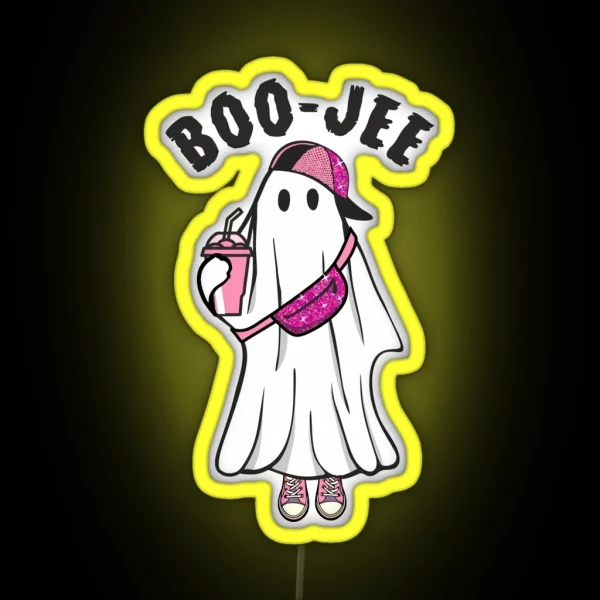 Ghost Boo Jee Halloween Costume For Pink Colour Lover RGB Neon Sign