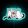 Ethereal ghostly feline Halloween decoration with vibrant RGB neon lights.