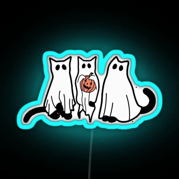 Ghost Cat Halloween RGB Neon Sign