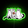 Ethereal glowing ghost cat Halloween decoration with vibrant neon accents