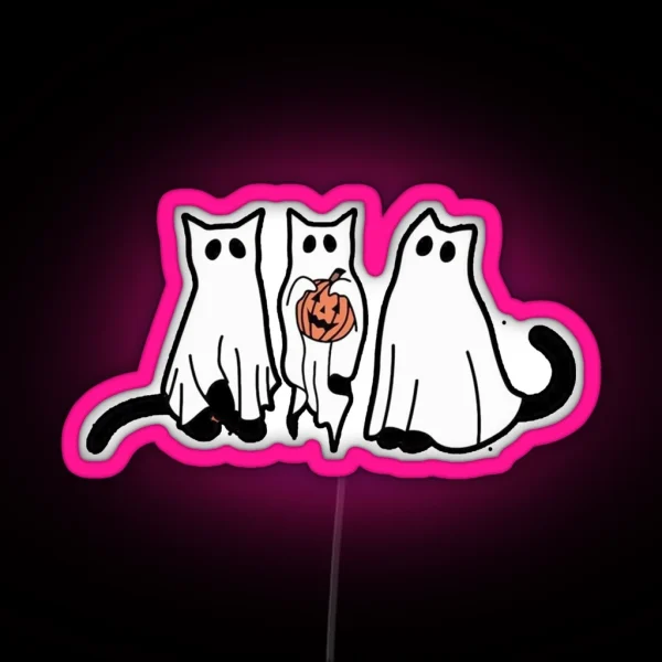 Ghost Cat Halloween RGB Neon Sign