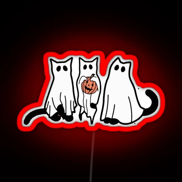 Ghost Cat Halloween RGB Neon Sign