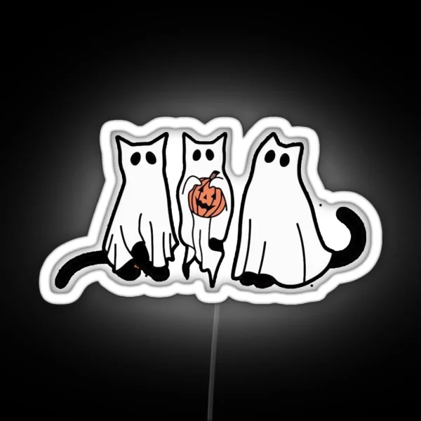 Ghost Cat Halloween RGB Neon Sign