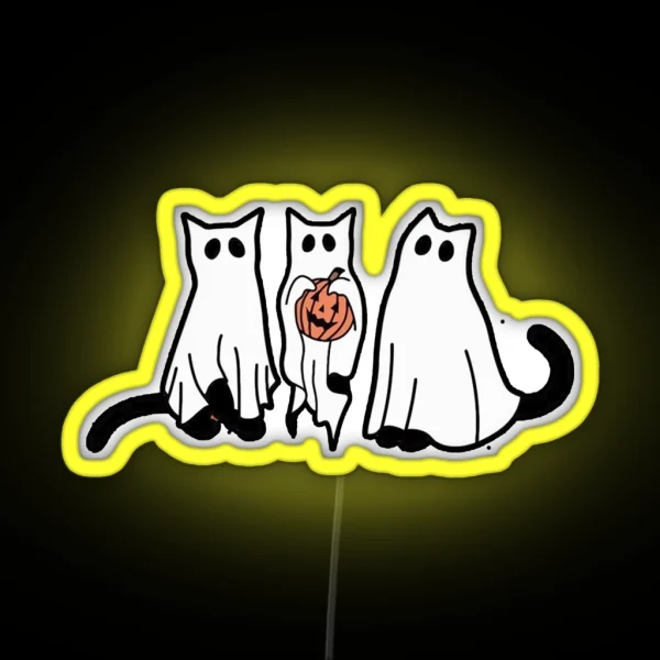 Ghost Cat Halloween RGB Neon Sign