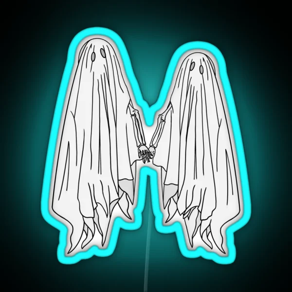 Ghost Couple Holding Hands RGB Neon Sign