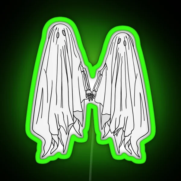 Ghost Couple Holding Hands RGB Neon Sign