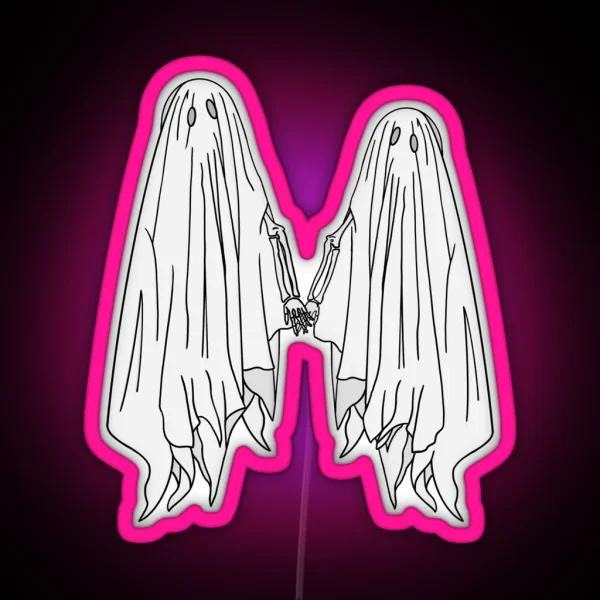Ghost Couple Holding Hands RGB Neon Sign