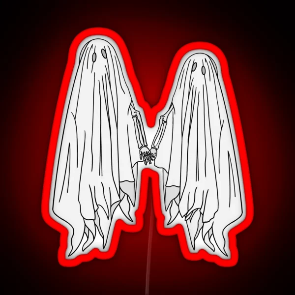Ghost Couple Holding Hands RGB Neon Sign
