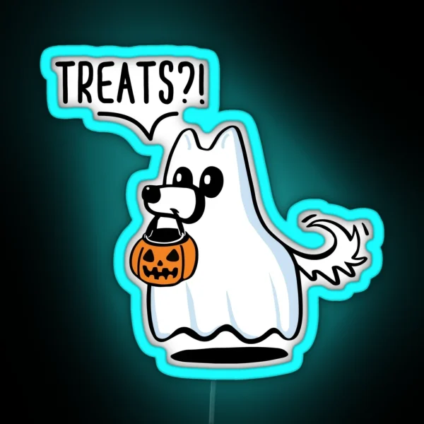 Ghost Dog Cute Ghost Dog RGB Neon Sign