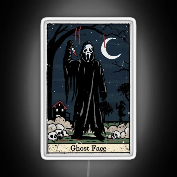 Ghost Face Tarot Card Classic Scream Movie Lets Watch RGB Neon Sign