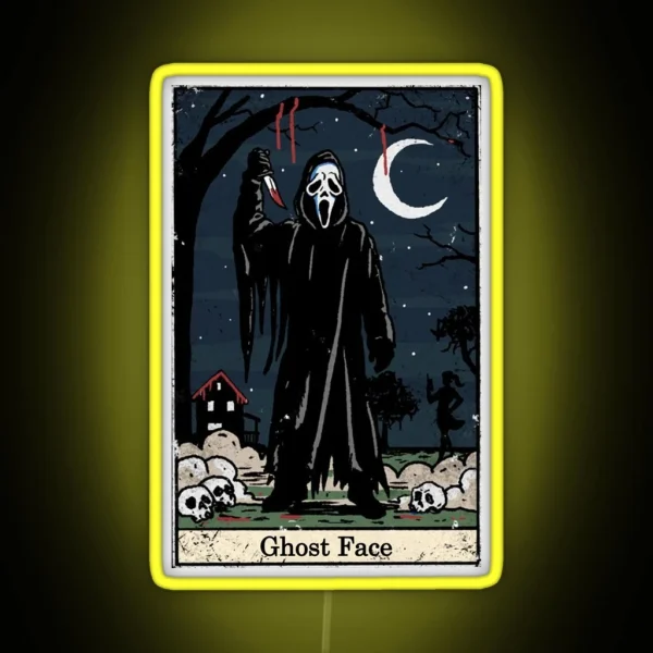 Ghost Face Tarot Card Classic Scream Movie Lets Watch RGB Neon Sign