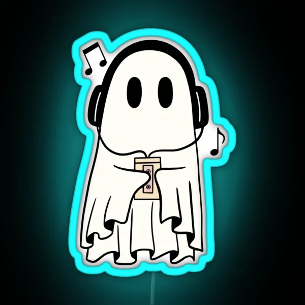 Ghost Listening To Music RGB Neon Sign