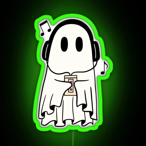 Ghost Listening To Music RGB Neon Sign