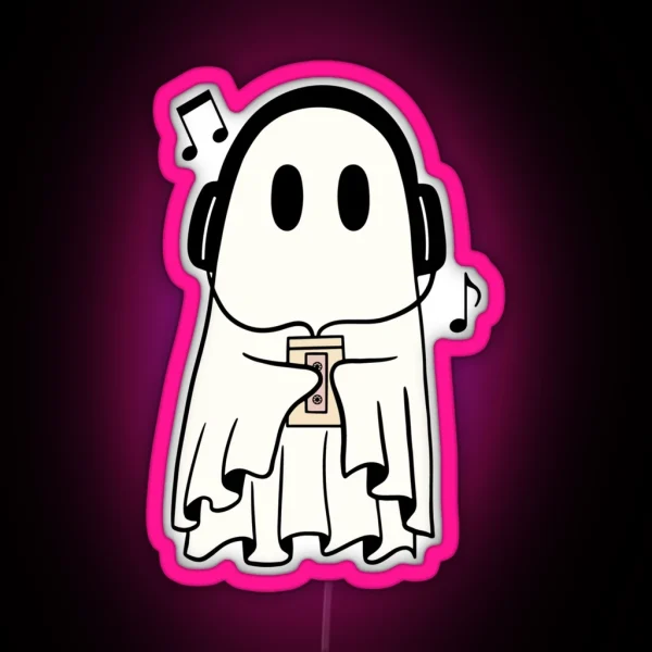 Ghost Listening To Music RGB Neon Sign