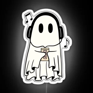 Ghost Listening To Music RGB Neon Sign