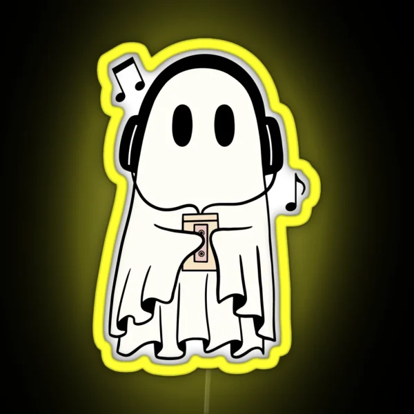 Ghost Listening To Music RGB Neon Sign