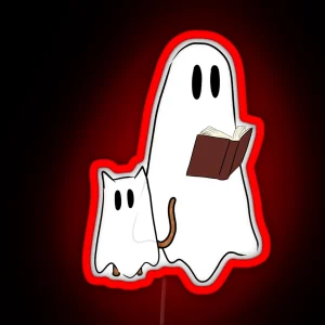 Ghost Reading A Book Ghost Cat RGB Neon Sign