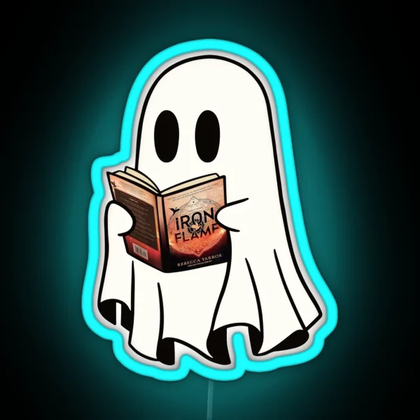 Ghost Reading Book Spooky Book Club Kindle RGB Neon Sign