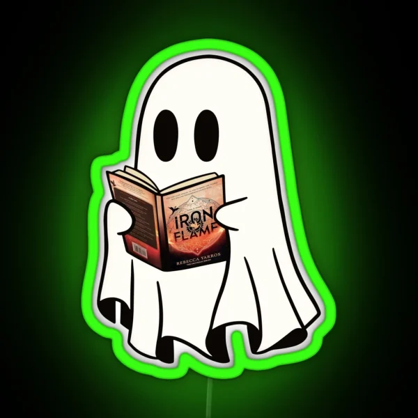 Ghost Reading Book Spooky Book Club Kindle RGB Neon Sign