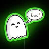 Spiritual LED neon sign featuring a ghostly figure saying 'Boo'