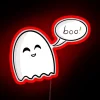 Spooky spirit's eerie greeting in vibrant RGB neon lighting ambiance.