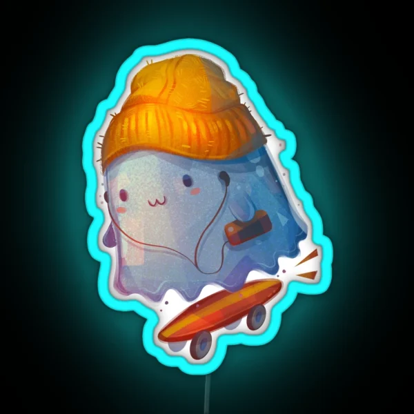 Ghost Skateboarder RGB Neon Sign