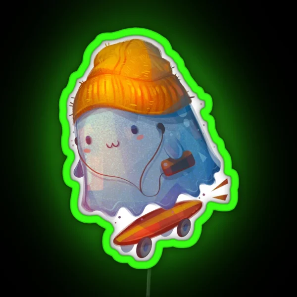 Ghost Skateboarder RGB Neon Sign