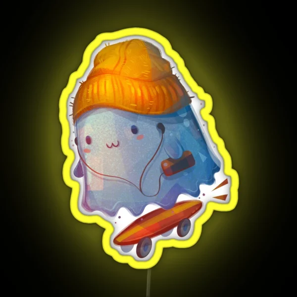 Ghost Skateboarder RGB Neon Sign