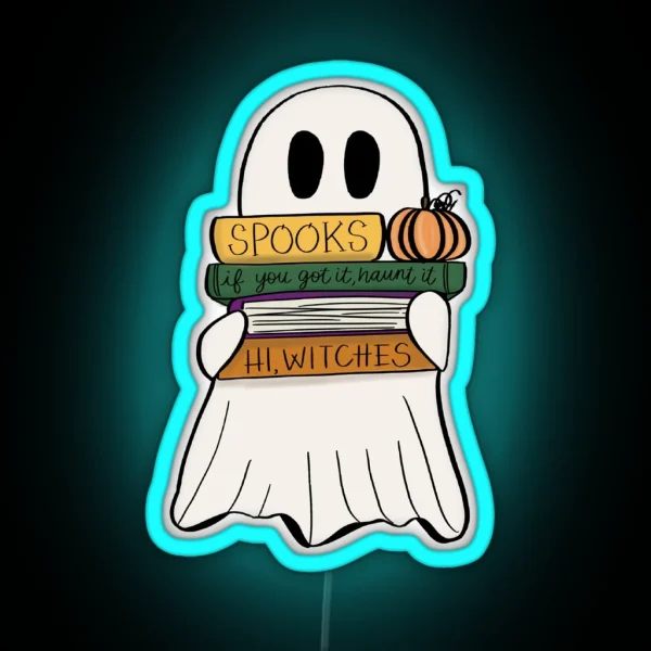 Ghost With Books RGB Neon Sign