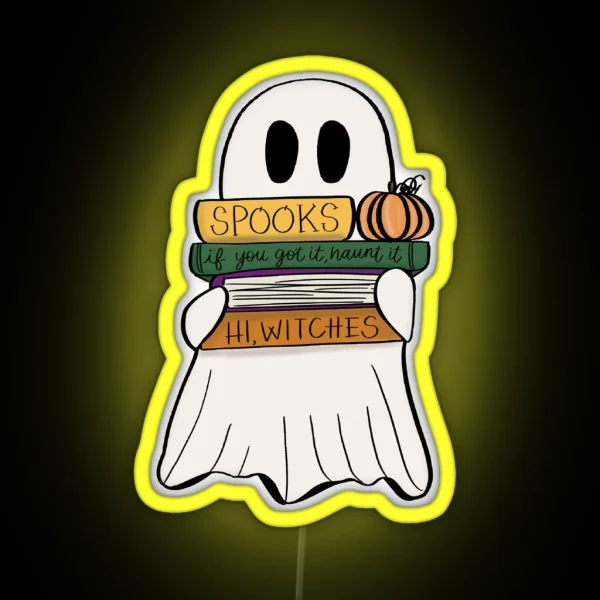 Ghost With Books RGB Neon Sign