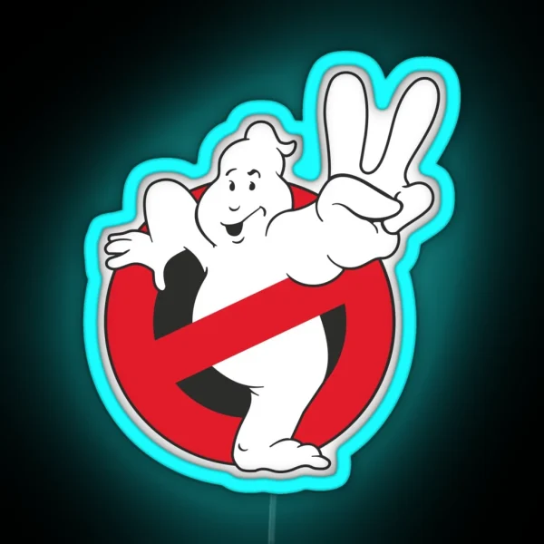 Ghostbusters Peace Sign RGB Neon Sign