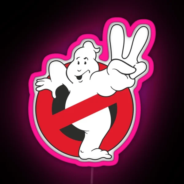 Ghostbusters Peace Sign RGB Neon Sign