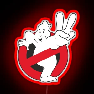 Ghostbusters Peace Sign RGB Neon Sign