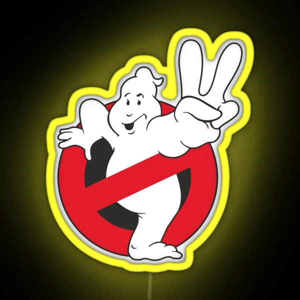 Ghostbusters Peace Sign RGB Neon Sign