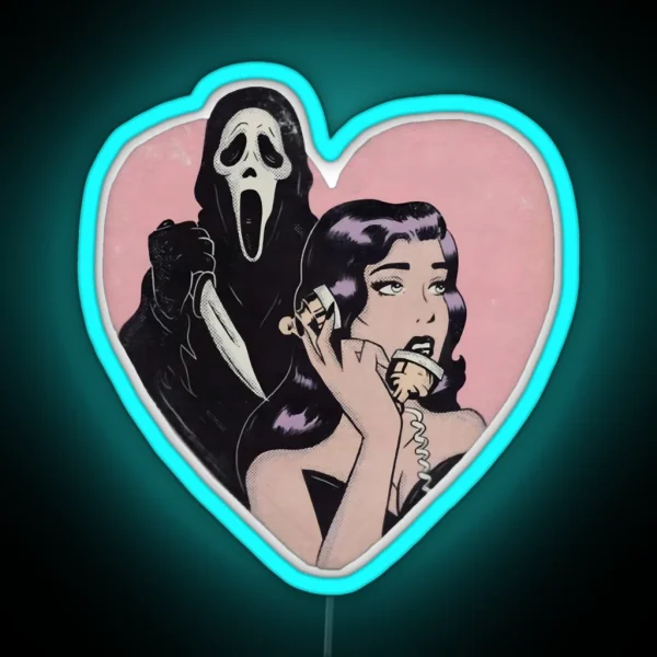 Ghostface Phone Call Love Heart RGB Neon Sign