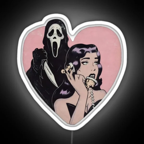 Ghostface Phone Call Love Heart RGB Neon Sign