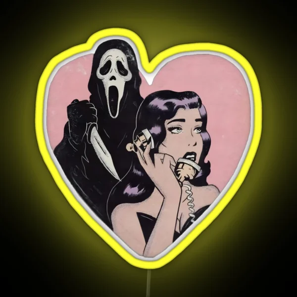 Ghostface Phone Call Love Heart RGB Neon Sign