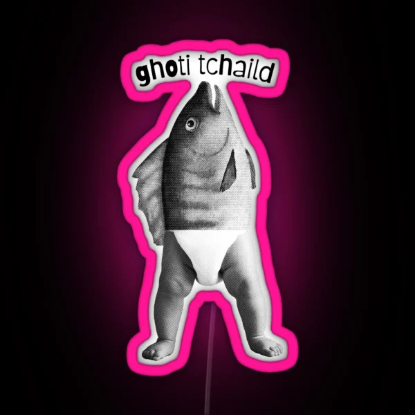 Ghoti Tchaild Baby Fish Linguistics Pun RGB Neon Sign