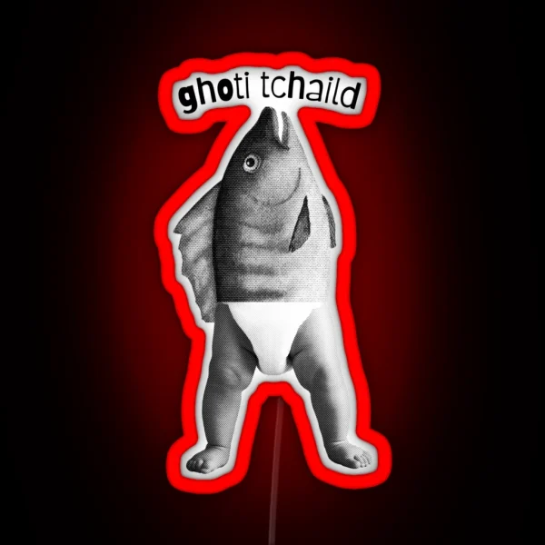 Ghoti Tchaild Baby Fish Linguistics Pun RGB Neon Sign