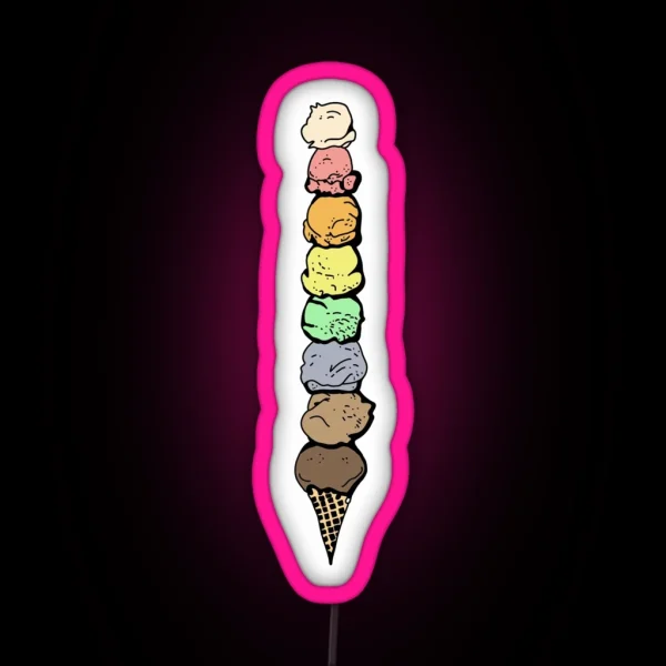 Giant Ice Cream Cone RGB Neon Sign