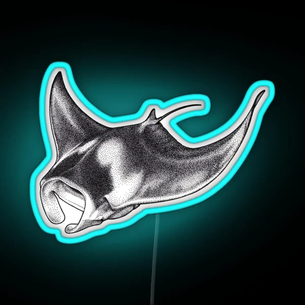 Giant Oceanic Manta Ray RGB Neon Sign