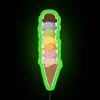 Giant colorful neon rainbow LED display with ice cream theme