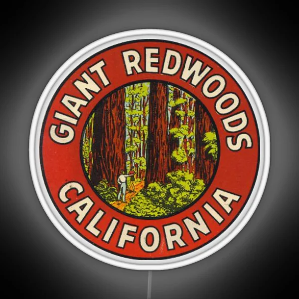 Giant Redwoods Of California Vintage Retro Travel Decal RGB Neon Sign