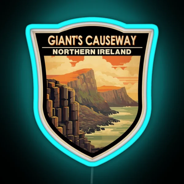 Giants Causeway Northern Ireland Travel Art RGB Neon Sign