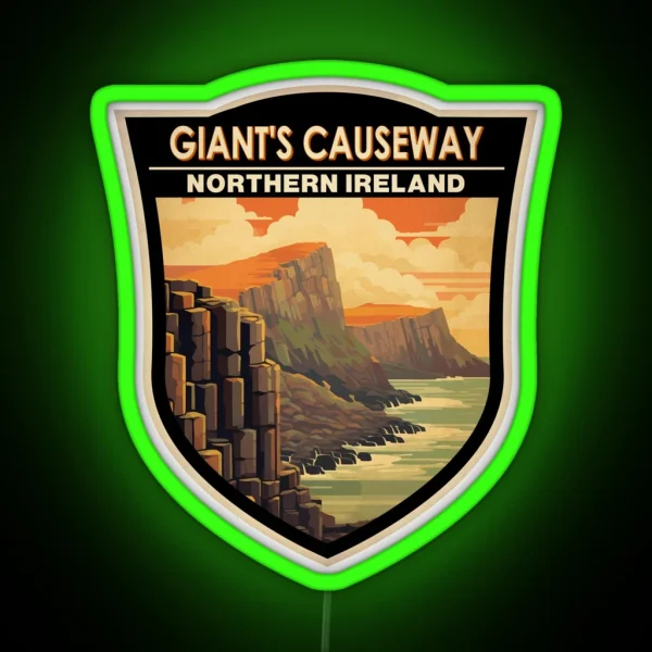 Giants Causeway Northern Ireland Travel Art RGB Neon Sign