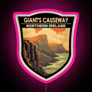 Giants Causeway Northern Ireland Travel Art Badge RGB Neon Sign