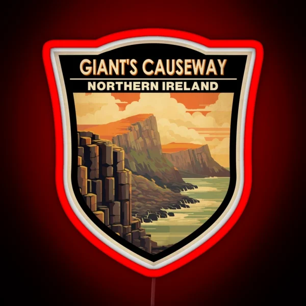Giants Causeway Northern Ireland Travel Art RGB Neon Sign